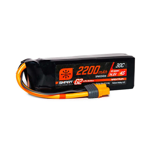 Spektrum SPMX224S30 IC3 4S 14.8V Smart G2 LiPo Battery, 30C 2200mAh