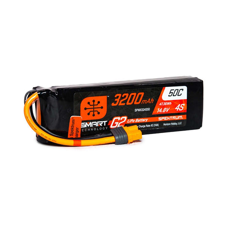 Spektrum SPMX324S50 IC3 4S 14.8V Smart G2 LiPo Battery, 50C 3200mAh
