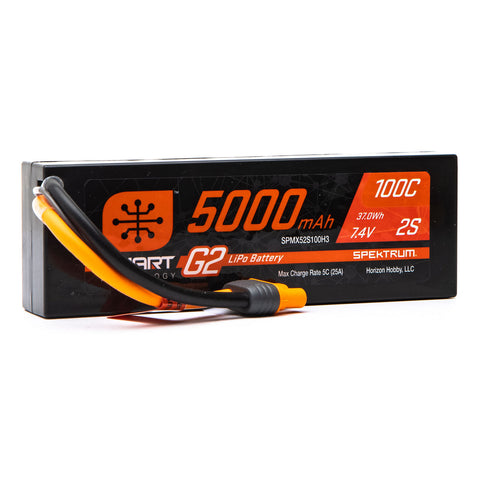 Spektrum SPMX52S100H3 2S 7.4V Smart G2 Hardcase LiPo Battery, 100C 5000mAh