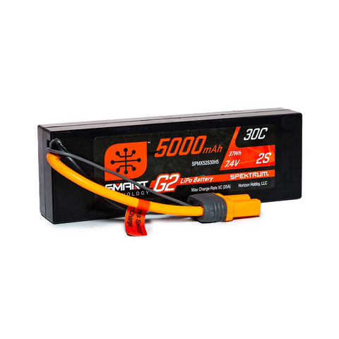 Spektrum SPMX52S30H5 2S 7.4V Smart G2 Hardcase LiPo Battery, 30C 5000mAh
