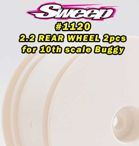 SWP1120 1120 1/10 Buggy 2.2" Rear Wheel, White (2)