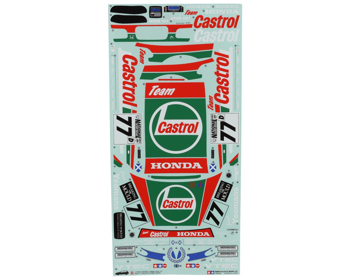 Castrol Honda Civic VTi 1/10 Touring Car Body, Clear