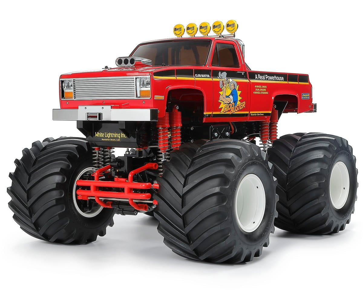TAM58762 58762 Clod Buster 4WS 1/10 4WD Electric Monster Truck Kit, Red