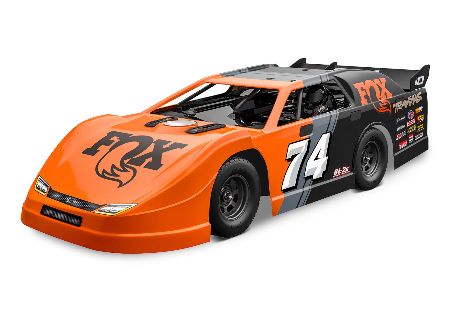 TRA104364-74-FOX 104364-74-FOX Slash Late Model BL-2S 1/10 Dirt Late Model RTR, Fox