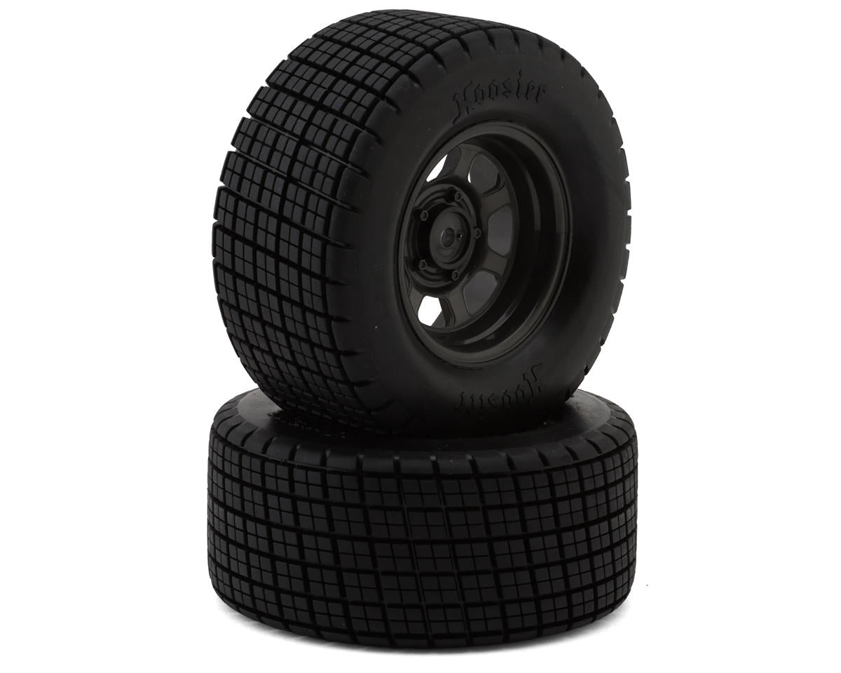 TRA10473R 10473R Dirt Oval Front Wheels w/ Hoosier Tires, Graphite Gray (2)