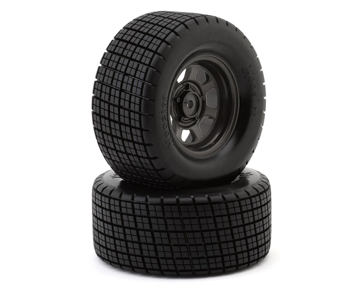 TRA10474R 10474R Dirt Oval Rear Wheels w/ Hoosier Tires, Graphite Gray (2)