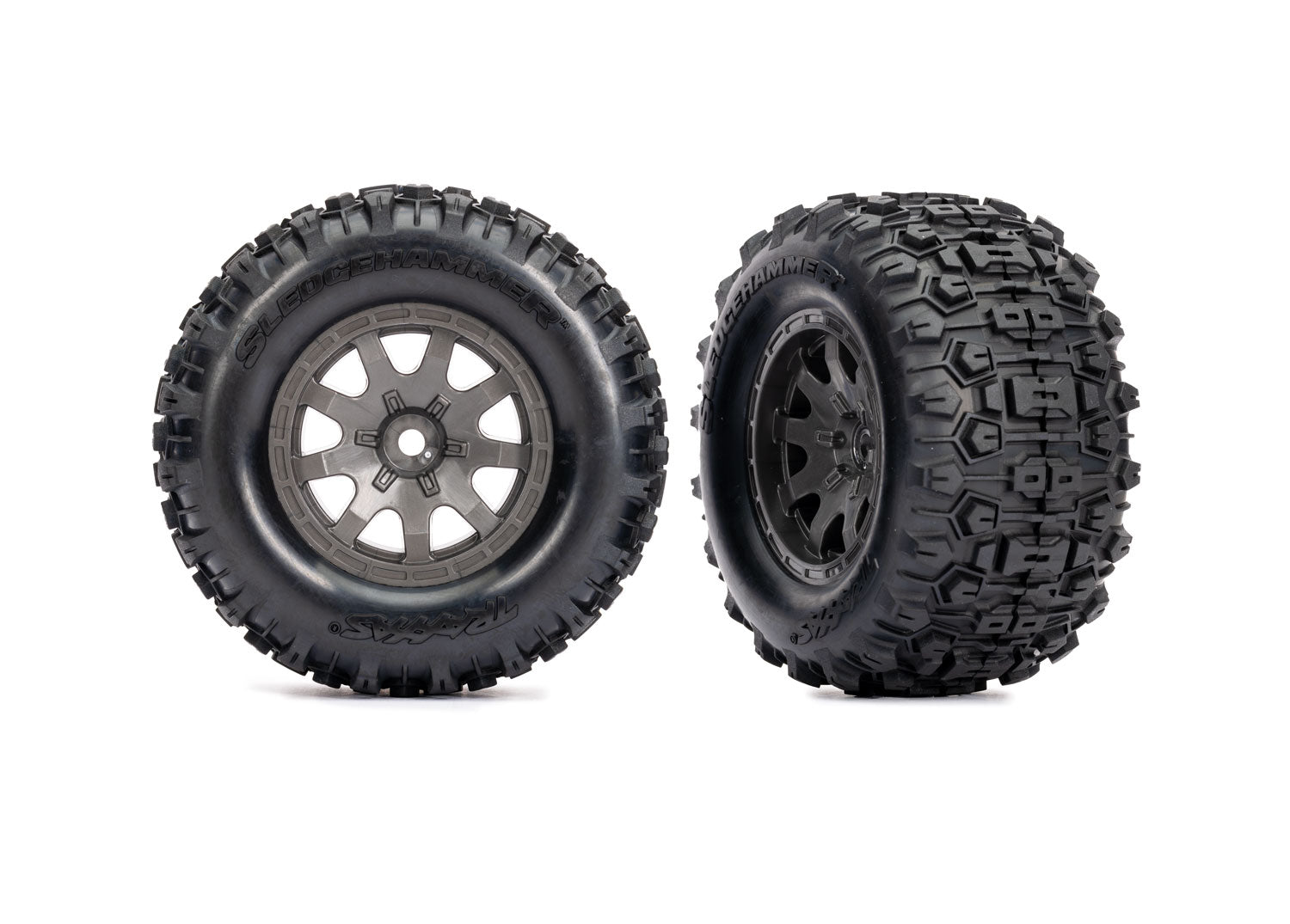 TRA10771-GRAY 10771-GRAY Sledgehammer Pre-Glued Tires on T&W Gray Wheels (2)