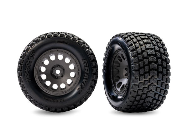 TRA10772-GRAY 10772-GRAY Gravix Mini XRT Pre-Glued Front Tires, Gray (2)