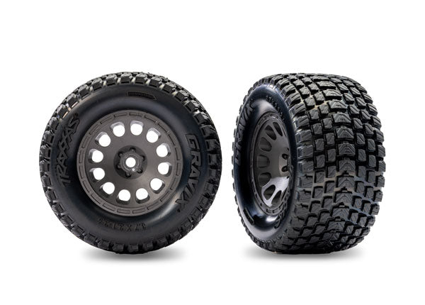 TRA10775-GRAY 10775-GRAY Gravix Mini XRT Pre-Glued Rear Tires, Gray (2)
