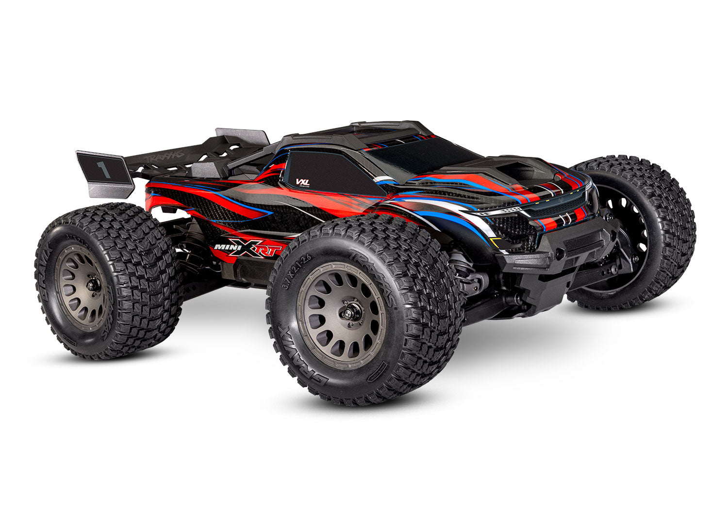 TRA108076-1-RED 108076-1-RED Mini XRT 4X4 VXL-3S Monster Truck RTR Combo, Red