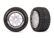 TRA10872-WHTC 10872-WHTC Mini Rally Pre-Glued Front Tires, Hard, White/Chrome (2)