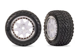 TRA10872-WHTC 10872-WHTC Mini Rally Pre-Glued Front Tires, Hard, White/Chrome (2)