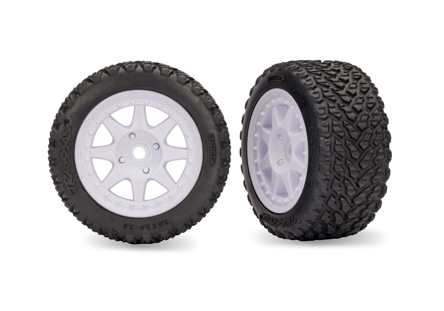 TRA10873-WHT 10873-WHT Mini Rally Pre-Glued Rear Tires, Soft, White (2)