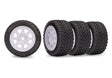 TRA10874 10874 Mini Rally Pre-Glued Tire Set, White (2) Front & (2) Rear