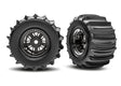 TRA10973-BLKC 10973-BLKC Pro Scale Sand Car Pre-Glued Rear Paddle Tires (2), Blk/Chr