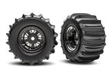 TRA10973-BLKC 10973-BLKC Pro Scale Sand Car Pre-Glued Rear Paddle Tires (2), Blk/Chr