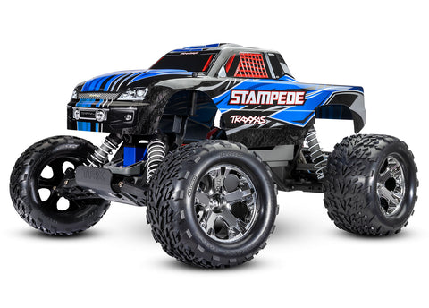 Traxxas 36054-8-BLUE Stampede 1/10 2WD Monster Truck w/ USB-C, Blue