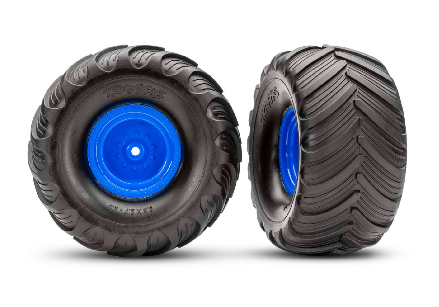 TRA3663-BLUE 3663-BLUE Terra Groove Pre-Glued 1/10 Monster Truck Tires, Blue (2)