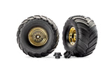 TRA3663-GOLD 3663-GOLD Terra Groove Pre-Glued Monster Truck Tires, Gold (2)