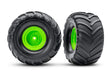 TRA3663-GRN 3663-GRN Terra Groove Pre-Glued 1/10 Monster Truck Tires, Green (2)