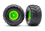 TRA3663-GRN 3663-GRN Terra Groove Pre-Glued 1/10 Monster Truck Tires, Green (2)
