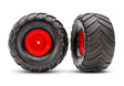 TRA3663-RED 3663-RED Terra Groove Pre-Glued 1/10 Monster Truck Tires, Red (2)