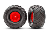 TRA3663-RED 3663-RED Terra Groove Pre-Glued 1/10 Monster Truck Tires, Red (2)