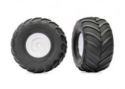 TRA3663-WHT 3663-WHT Bigfoot 4X4 Brushless Pre-GLued Tires, F/R (2)