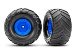 TRA3665-BLUE 3665-BLUE Terra Groove Pre-Glued 1/10 Monster Truck Tires, Blue (2)