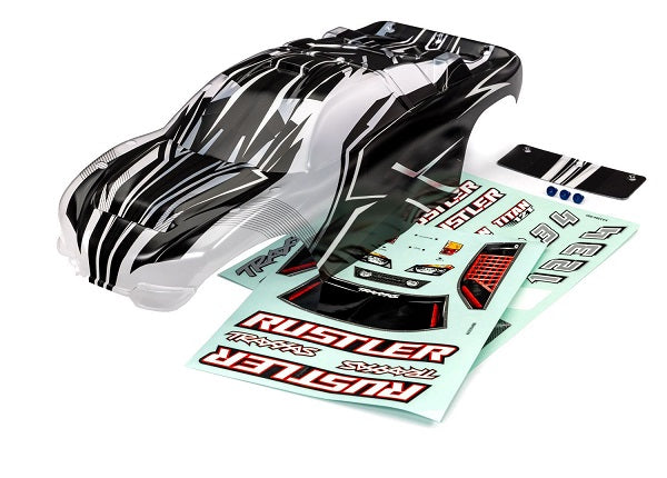 TRA3753X 3753X Rustler Body, Prographix w/ Decals, Clear