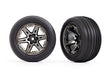 TRA3771R 3771R Rustler 2WD 2.8" Front Ribbed Tires on RXT Wheels, Black Chrome (2)