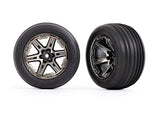 TRA3771R 3771R Rustler 2WD 2.8" Front Ribbed Tires on RXT Wheels, Black Chrome (2)
