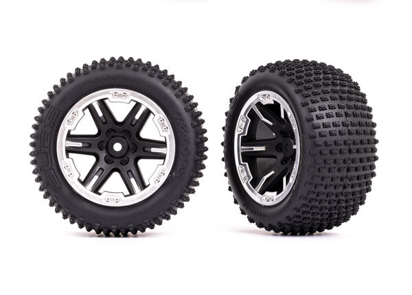 TRA3772X 3772X Rustler 2.8" Rear Alias Tires on RXT Wheels, Black Satin (2)