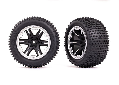 Traxxas 3772X Rustler 2.8" Rear Alias Tires on RXT Wheels, Black Satin (2)