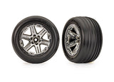 TRA3779 3779 Ribbed Tires & RXT Chrome Wheels w/ Foam Inserts (2)