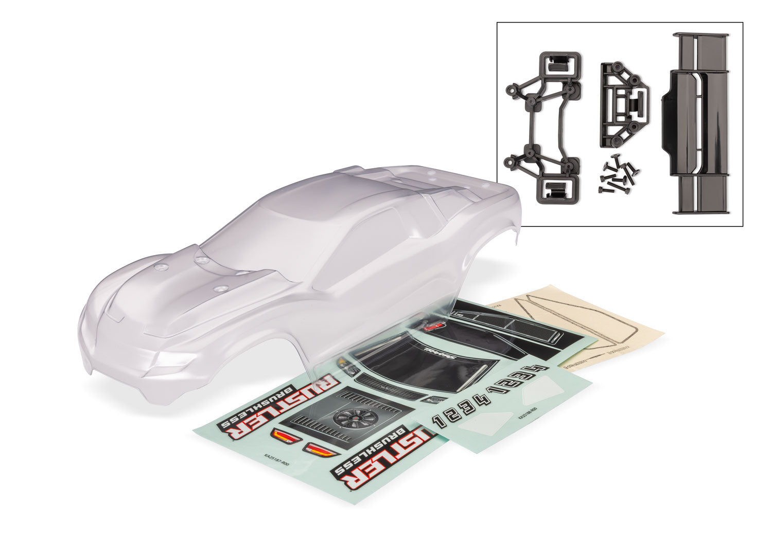 TRA3780 3780 Rustler 2WD Clipless Body, Clear