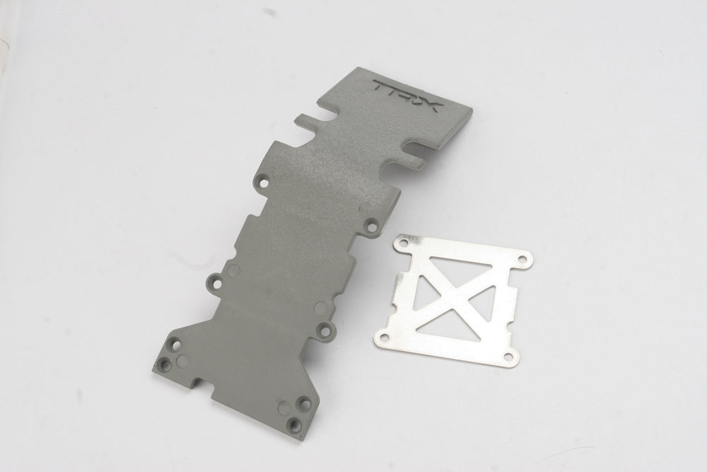TRA4938A 4938A Rear Skid Plate, Plastic, Grey & SS Plate