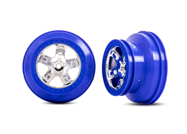 TRA5868A 5868A Slash SCT 2.2"/3.0" Dual Profile Rear Wheel, Blue/Chrome (2)