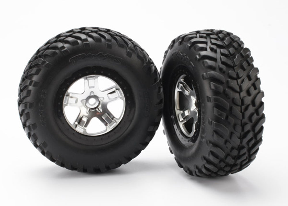 TRA5873X 5873X SCT Off-Road Tires, Beadlock Wheels, Satin Chrome (2)