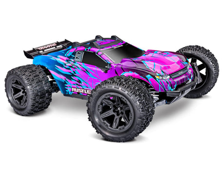 TRA67464-4-PRPL 67464-4-PRPL Rustler 4X4 Brushless RTR Stadium Truck, Purple