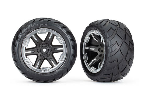 Traxxas 6768X Rustler 2.8" Rear Anaconda Tires on RXT Wheels, Black/Chrome (2)