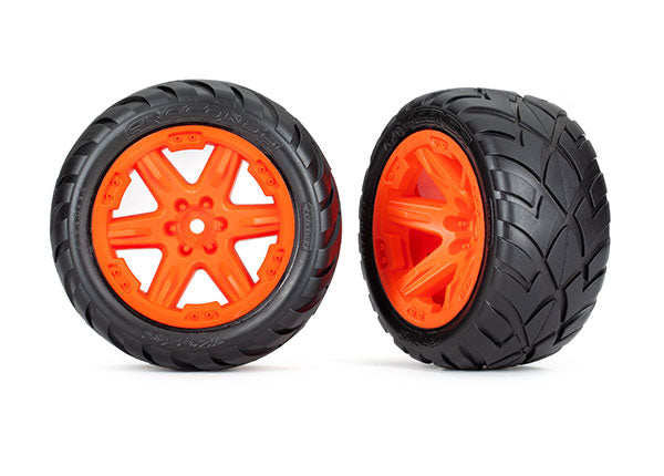 TRA6775A 6775A Rustler 2.8" 2WD Front Anaconda Tires on RXT Wheels, Orange (2)