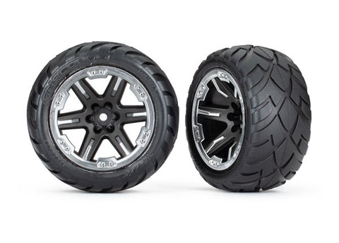 Traxxas 6775X Rustler 2.8" 2WD Front Anaconda Tires on RXT Wheels, Black/Chrome (2)