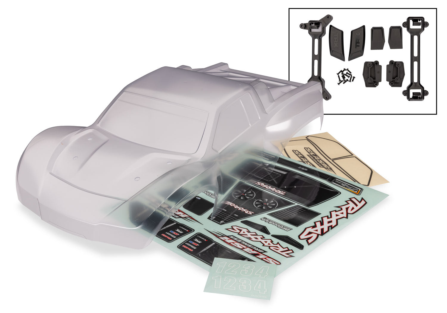 TRA6958R 6958R Slash 4X4 Heavy-Duty Clipless Body, Clear