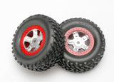 TRA7073A 7073A SCT Off-Road Tires, SCT Wheels, Satin Chrome/Red