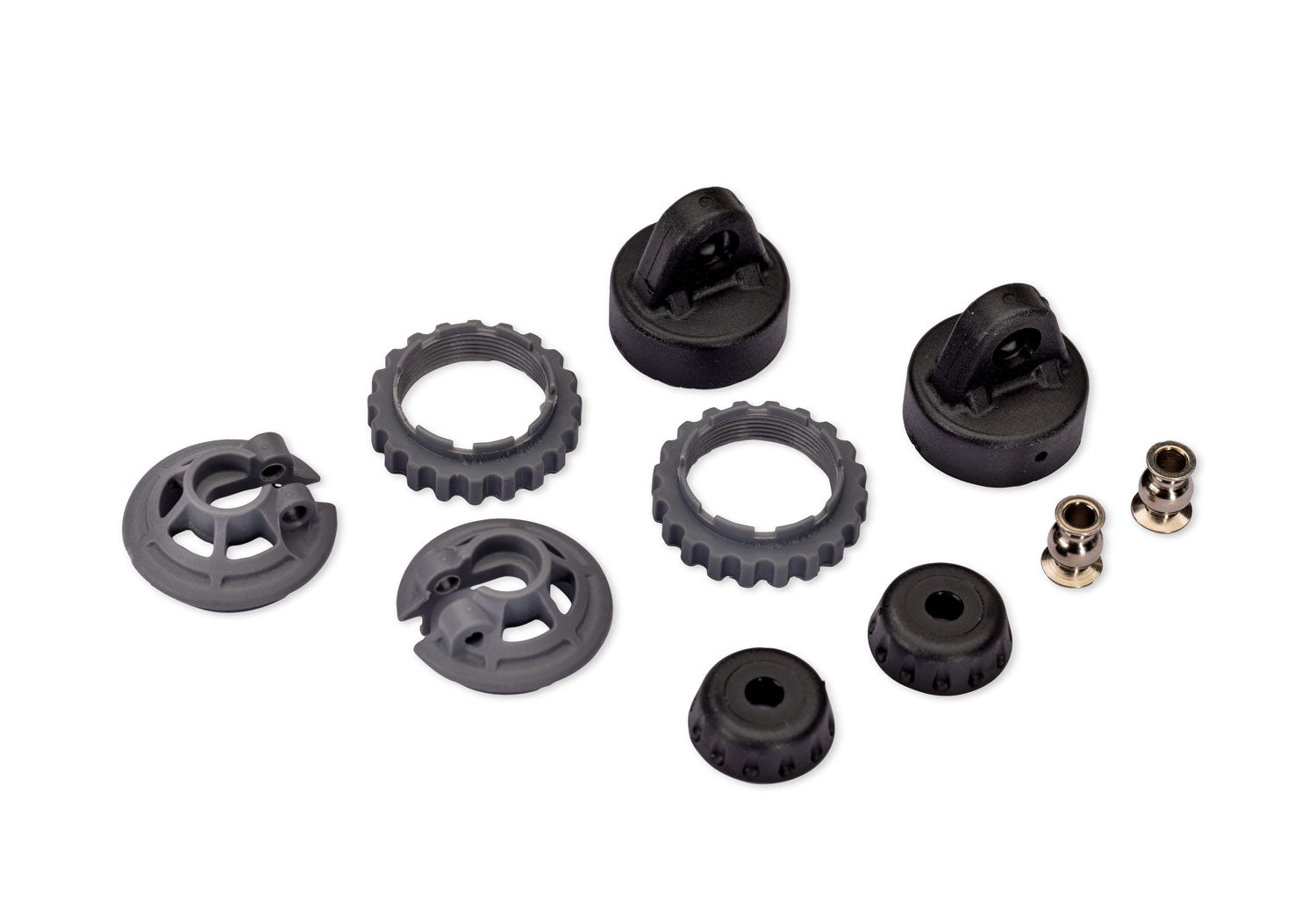 TRA7468-SLGRY 7468-SLGRY 1/10 GTR Shock Spring Retainer Set, Steel Gray