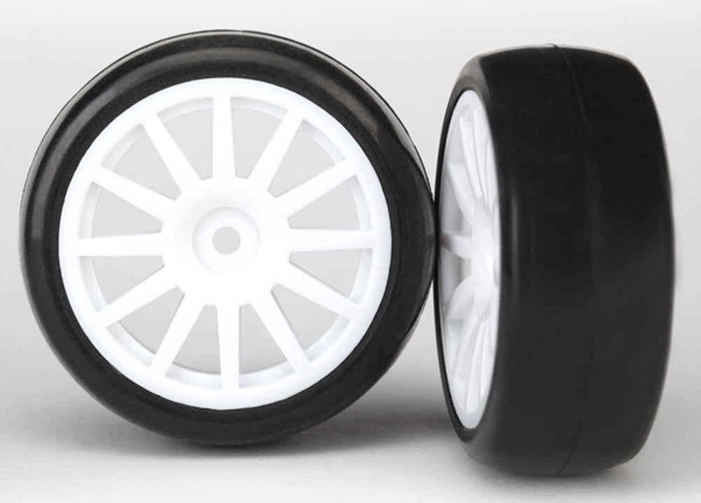 TRA7572 7572 LaTrax Slick Tires, 12-Spoke Wheels, White