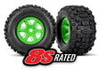 TRA7774G 7774G X-Maxx / XRT Sledgehammer Pre-Glued Tires F/R, Green (2)