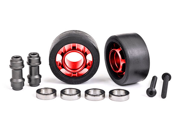 TRA7775R 7775R Wheels w/ Wheelie Bar, Axle & Bearings, Red