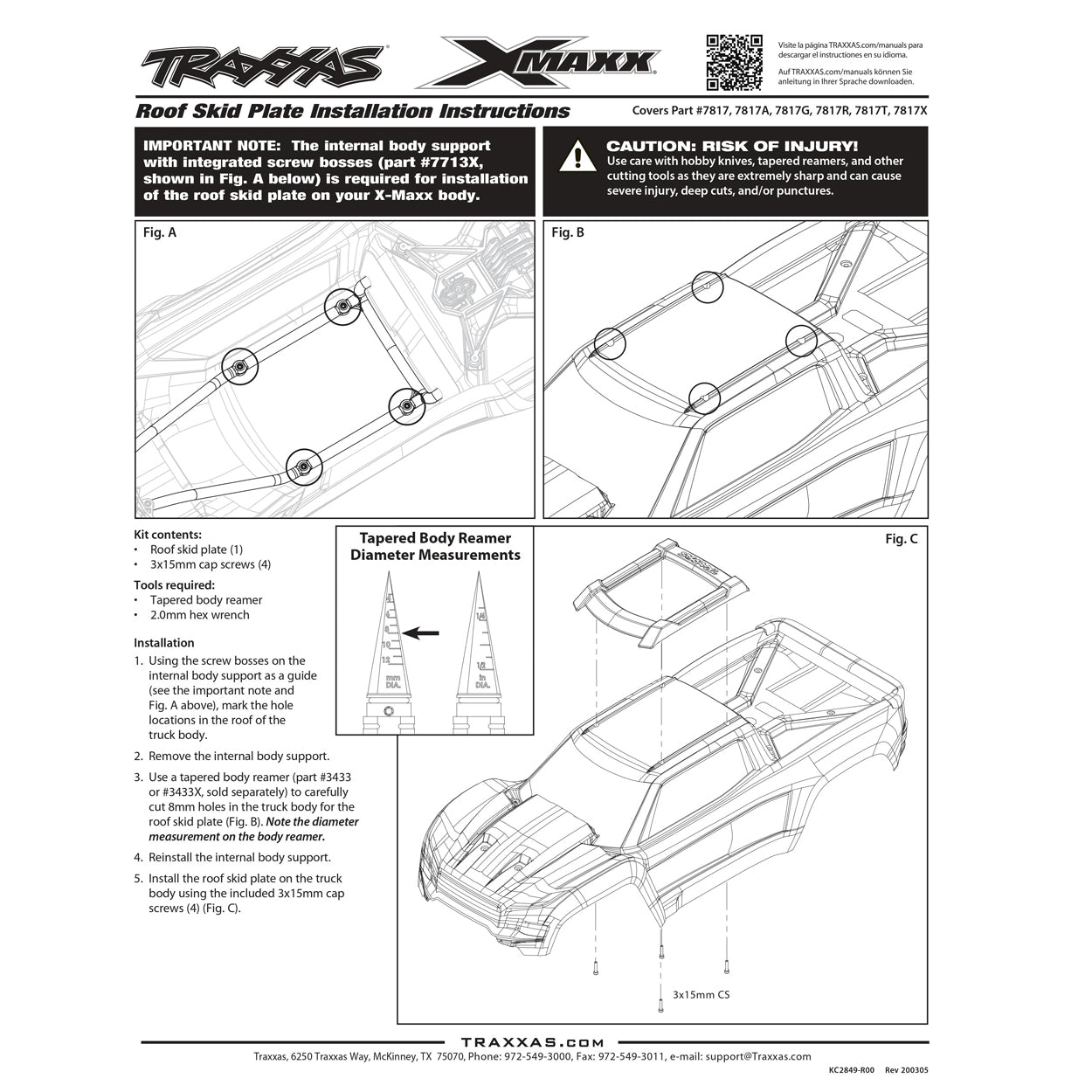 X-Maxx Roof Skid Plate, Blue